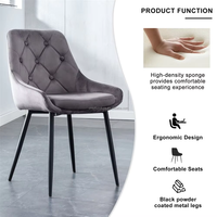 Chaise de salle à manger moderne en velours noir avec structure en fer et hauteur réglable pour la maison, le bar ou l'entrée d'un appartement