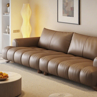 Canapé trois places moderne et élégant Mobilier luxueux en cuir véritable pour salon Ensemble convertible de style design minimaliste Éponge