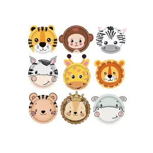 10PCS Jungle Animal Theme Party Special-shaped Paper Plates Disposable Tiger Lion Elephant Giraffe Zebra Party Plates Suppliers