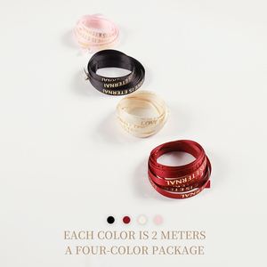 Lot de 4 rouleaux de ruban cadeau 1cm*2m/par couleur, motif « l'amour est éternel » estampé à chaud, en satin, pour emballage cadeau et loisirs créatifs - Product Image 4