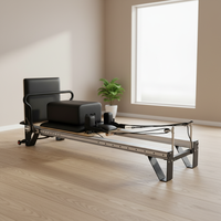 Lit de Pilates Reformer en aluminium, durable, réglable, portable, avec boîte en bois, équipement de fitness pour la maison