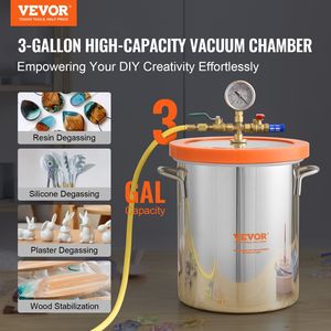 Cámara de desgasificación al vacío de 3 galones de acero inoxidable 304 Tapa de vidrio templado para estabilizar la desgasificación de yeso de silicona de resina de madera - Product Image 2