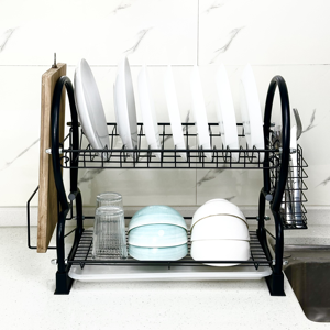 Escurridor de Platos Nórdico de Gran Capacidad de 2 Niveles, Escurridor de Platos Metálico para Armario con Soporte para Palillos y Platos - Product Image 2