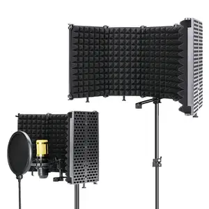 Plastic five panel desktop recording soundproof cover sound isolation microphone shield studio