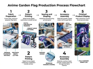Drapeau numérique personnalisable sur le thème de l'anime, double face, réglable, résistant au vent, en polyester, pour jardin, à suspendre, avec mât en fer - Product Image 4