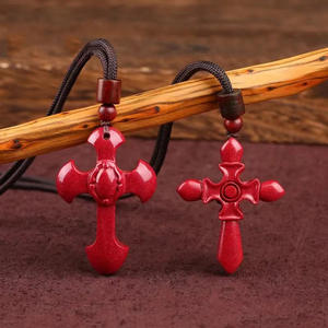 Collana con catena in corda rossa fantasia collana con ciondolo <span class=keywords><strong>a</strong></span> croce cinabro per <span class=keywords><strong>mia</strong></span> madre - Product Image 1