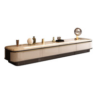 Ensemble Meuble TV et Table Basse en Pierre Microcristalline Luxe Léger, Meubles de Salon Muraux ou sur Pied, Haute Qualité