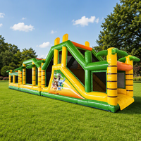 Parcours d'obstacles gonflable modulaire commercial pour enfants et adultes, idéal pour événements scolaires en extérieur, location de château gonflable et mur d'escalade