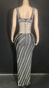 Traje de Baile Largo con Pedrería Brillante para Mujer, Spandex/Poliéster, Sexy, para <span class=keywords><strong>Discoteca</strong></span>, Celebraciones y Actuaciones - Product Image 2