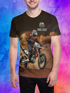 OEM Full Print Motocross Dirt Bike Graphic Tee Personalized Custom Name Text Motorcycle <strong>Racing</strong> Men Casual Short Sleeve T-shirt - Product Image 2
