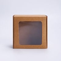 Boîte cadeau en carton de forme carrée avec logo personnalisé, fenêtre ouverte, papier kraft transparent avec stratification mate pour faux cils, chaussettes