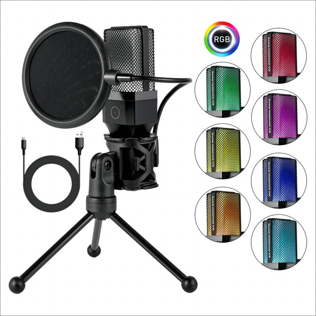 Podcast Equipment Desktop X1s Rgb Gaming Microphone Usb Best Condenser Microphone for Laptop for Podcast/Recording/Streaming