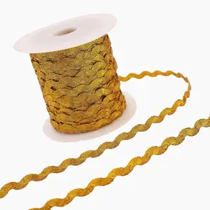 Rick Rack Wave Bending Fringe Trim Gold Lace Ribbon RIC Rac Trim Metallic For Sewing Clothes Gift Wrapping Home Party Decoration