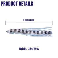 Vente en gros de leurres de pêche souples en plastique colorés de 9 pouces, type jupe de pieuvre, pour la pêche en eau salée au trolling, pour thon, marlin, bar