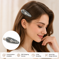 Nouvelles Pinces à Cheveux Personnalisées en Acétate avec Perles et Strass, Motif Marbré Sans Plis, Vente en Gros pour Femmes