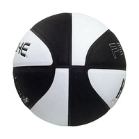Ballon de basketball d'entraînement PSYCHE personnalisé en PU blanc et noir, taille officielle 7, durable, pour intérieur et extérieur