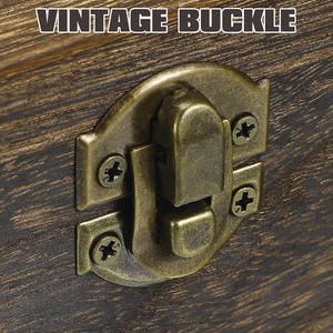 Antique Rectangle <b>Wooden</b> Storage <b>Box</b> with Hinged Lid Lock Decorative Wood <b>Box</b> for Crafts Hobbies Jewelry Bamboo Product Category - Product Image 5