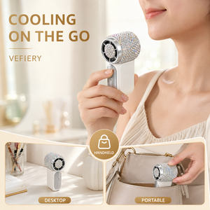 Mini ventilateur portable de luxe avec strass, 100 vitesses, rechargeable par USB, écran LED, batterie 2000 mAh, pour usage domestique et extérieur - Product Image 5