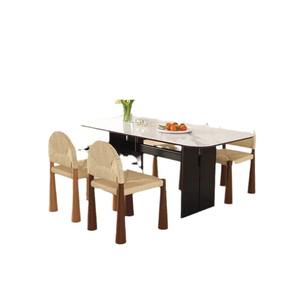 Chaise vintage en bois massif et rotin tressé avec dossier pour salle à manger, usage adulte - Product Image 5