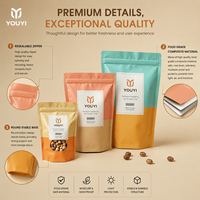 Sachets personnalisés imprimés de qualité alimentaire avec fermeture éclair, anti-odeur, en plastique, avec fenêtre, pour noix, snacks et aliments pour animaux de compagnie