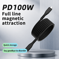 Nouveau design, câble USB C vers C magnétique de 1 m, câble de charge rapide tressé en nylon PD 60W 100W pour iOS et ordinateur portable