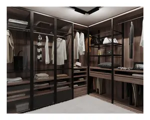 Muebles Modulares de Fábrica, Dormitorio, Madera Maciza de Palisandro, Armario Clásico, Guardarropa para Ropa con Espejo - Product Image 1