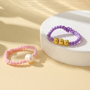 Cuentas talladas <span class=keywords><strong>de</strong></span> acero inoxidable Yiwu Aceon, fabricación personalizada <span class=keywords><strong>de</strong></span> bricolaje, anillo <span class=keywords><strong>de</strong></span> cuerda colorido trenzado <span class=keywords><strong>de</strong></span> perlas frescas - Product Image 2