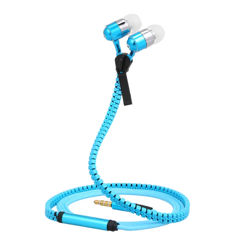 Factory Wholesale Clearance 3.5mm Plug Fluorescence Wired Zipper In-Ear Headphones