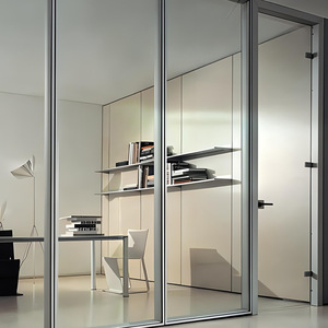 Partición de vidrio, vidrio simple, vidrio doble, aleación de aluminio, rejilla hueca templada ignífuga, puerta corredera de edificio de oficinas - Product Image 2