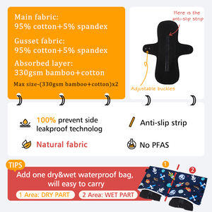 Băng vệ sinh có thể giặt bằng than tre Khăn vệ sinh có thể tái sử dụng Khăn vệ sinh siêu thấm hút tự nhiên dành cho thanh thiếu niên - Product Image 6