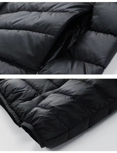 Veste en duvet de canard 90% à 2 couches pour homme Couleur kaki vert <span class=keywords><strong>noir</strong></span> Veste en duvet d'extérieur légère avec capuche Taille M à 4XL - Product Image 6