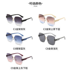 Lunettes de soleil sans monture de style coréen pour femmes, UV400, grandes lentilles carrées, légères, en nylon TR90, protection solaire, pour l'extérieur - Product Image 2