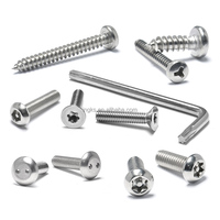 Sekrup Pengaman Kepala Torx Pin Pan Head Baja Tahan Karat 304 M3-M16, Baut Anti Bongkar, Sekrup Kepala Datar Anti Bongkar