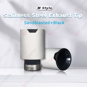 Embouts de queue d'échappement en acier inoxydable 304 noir et sablage de style M Tuyaux de silencieux d'échappement universels Tuyaux d'échappement modifiés - Product Image 3