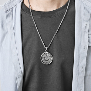 Collier pendentif Arbre du Monde Viking Nordique Vintage pour Homme, Chaîne en Acier Inoxydable, Bijou Cadeau, Design Géométrique Végétal - Product Image 3