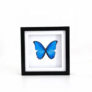 Hot selling customized gothic black butterfly frame wall art 3D deep square wooden shadow boxes photo frames