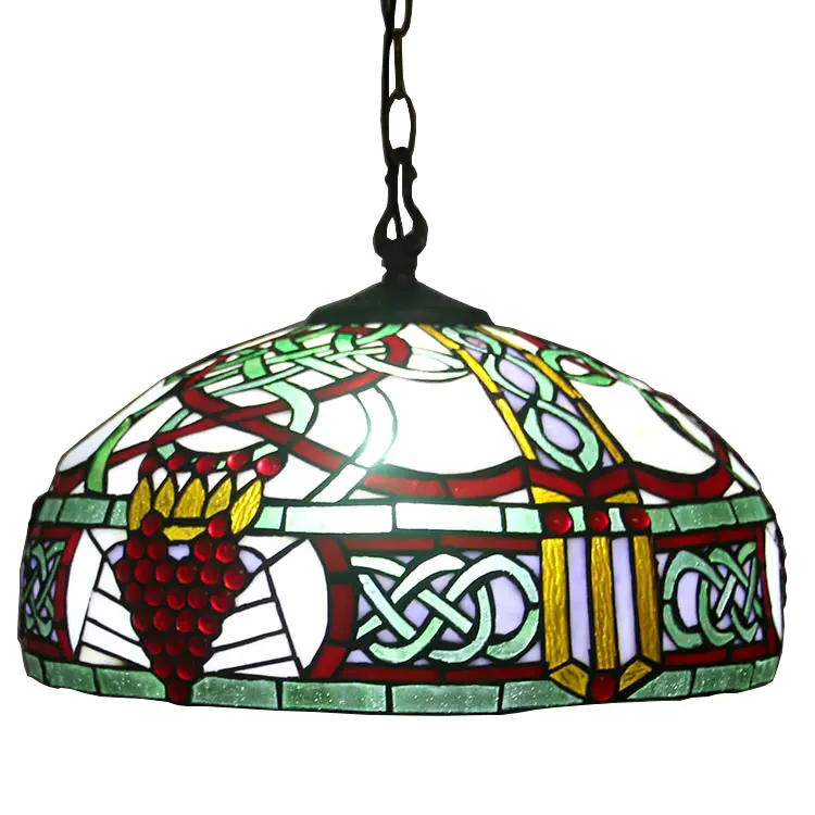 LongHuiJing Tiffany-Style 2 Light Victorian Ceiling Pendant Fixture 20" Shade stained glass lights Antique Flower lamps