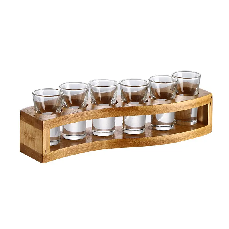 Copas de vino de bambú de madera para colgar en la pared, soporte para botellas, estante para vino para Tequila