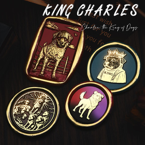 Ensemble de sceaux en cire King Charles, sceaux en métal gravés sur le thème du chien, pour cadeau de mariage - Product Image 1