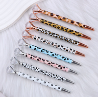 Stylo infroissable en métal avec ruban et strass, grand cristal et diamant sur le dessus, idéal pour infirmière, fille, Noël, souvenir de mariage, cadeau pour elle