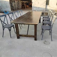 Table de ferme en bois massif vintage américaine, table de bar, restaurant, table en bois massif, table vintage européenne et américaine, fourniture d'usine