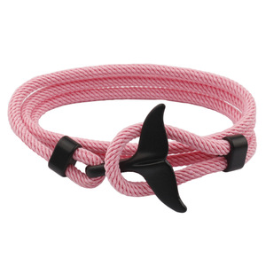 Braccialetti a coda di balena uomo donna fascino braccialetto a catena in corda di sopravvivenza bracciale avvolgente in metallo blu mare - Product Image 2