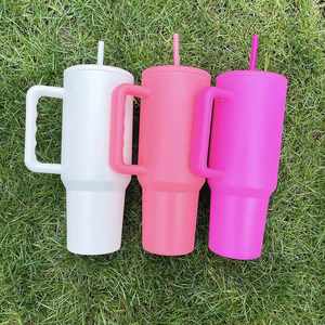 H3.0 Sublimation Bright Matte 40 oz <b>Mug</b> <b>Large</b> Capacity Insulated Tumbler With Handle and Straw - Product Image 3
