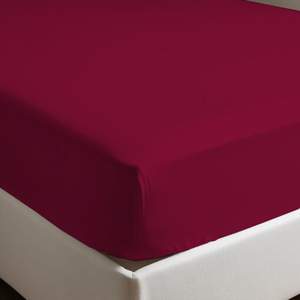 Sábana Ajustable 100% Algodón Color Burdeos Individual Francés 90x190cm - Product Image 1