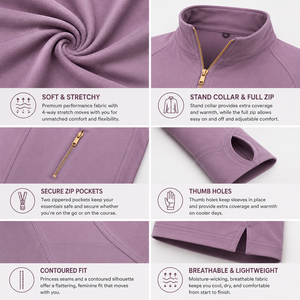 Chaqueta de Yoga para Correr y Gimnasio, de Secado Rápido y Transpirable, con Cierre Dorado, Ropa Deportiva Atlética para Mujer, Corte Ajustado, Chaqueta de Fitness OEM ODM - Product Image 3