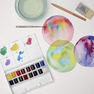 Bview Art Winsor & Newton Cotman – Kit complet de <span class=keywords><strong>peinture</strong></span> aquarelle format poche avec papier, 16 demi-pans, pinceau, gomme et <span class=keywords><strong>palette</strong></span> de mélange - Product Image 2