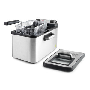 Friggitrice elettrica Intact da 5 litri in acciaio inox con coperchio e manici per uso domestico - Product Image 2