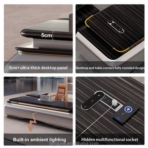 مكاتب تنفيذية فاخرة خشبية قابلة للتعديل تصميم عصري أسود على شكل حرف <span class=keywords><strong>L</strong></span> لأثاث مكتب المدير التنفيذي وطاولة وكرسي - Product Image 3