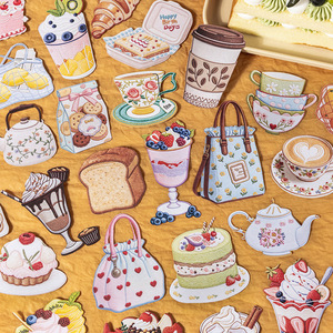 Girl's Daily <b>Diary</b> Series Large Realistic Embroidered Food Theme Hard Card <b>Sticker</b> Pack 6 Designs Home Decoration Textile - Product Image 3