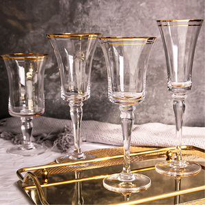 Décoration de mariage bordure dorée coupe à vin rouge fête verrerie pied haut tasse à eau Banquet bord doré tasse à vin blanc - Product Image 2